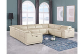 9762 DivanItalia Beige 8-Piece Sectional – Top Grain Italian Leather with 4 Power ReclinersModel:  9762-BEIGE-8PC-4PWR-U-NC-SECTIONAL-GROUP